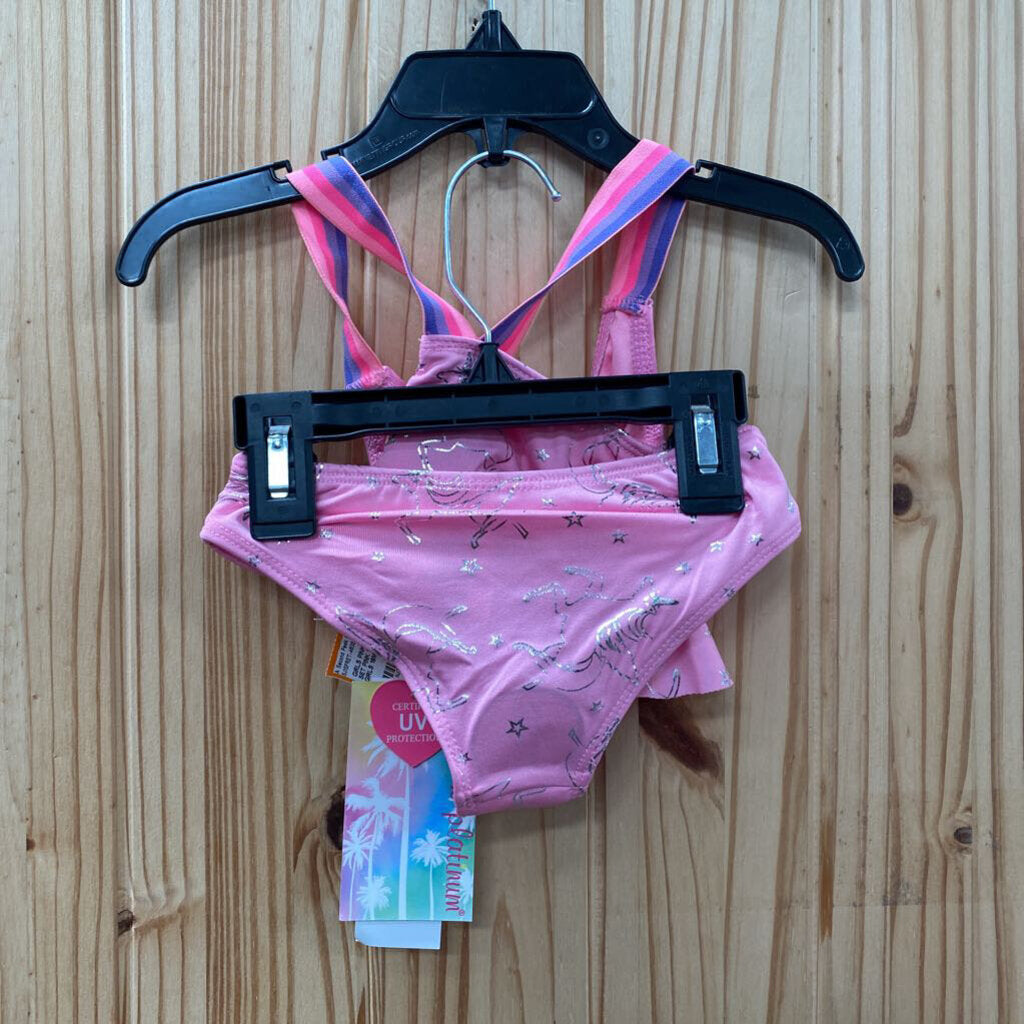 GIRLS PINK PLATINUM 2PC SWIM SET PINK W/UNICORNS 18M NWT