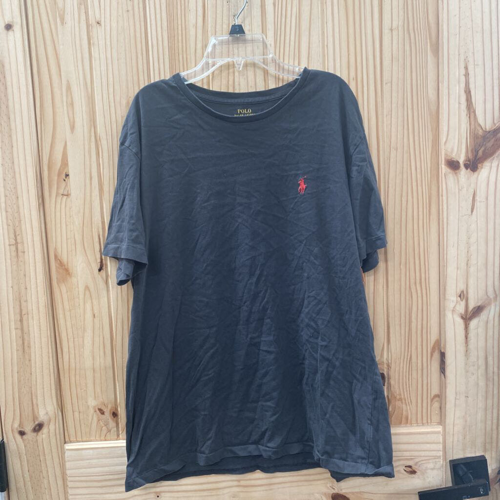 MENS POLO SHIRT CHARCOAL/RED L