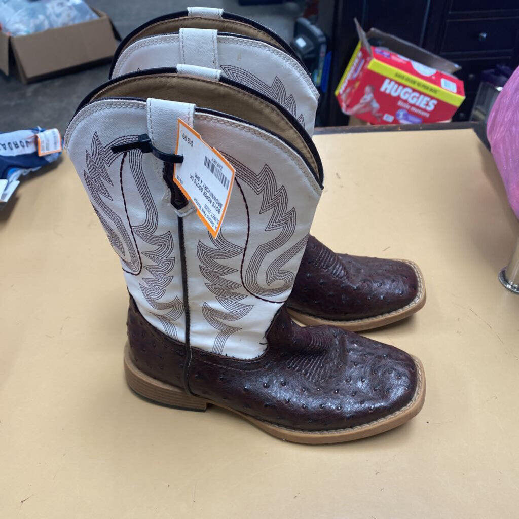 BOYS ROPER BOOTS DK BROWN/IVORY 4