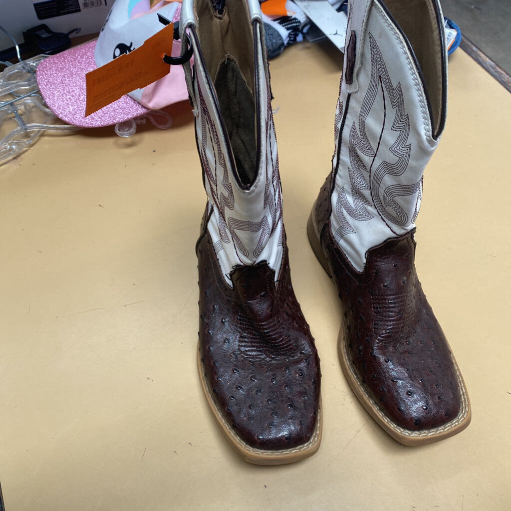 BOYS ROPER BOOTS DK BROWN/IVORY 4