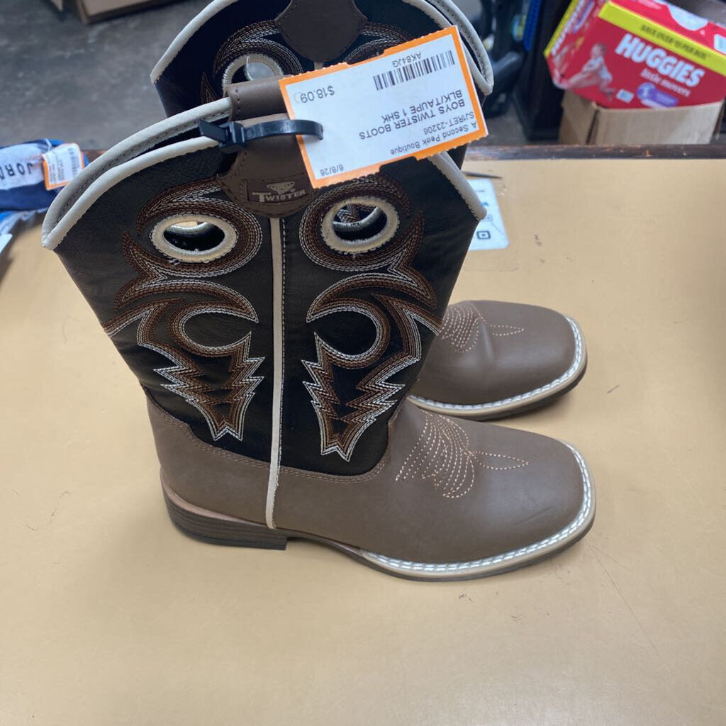 BOYS TWISTER BOOTS BLK/TAUPE 1