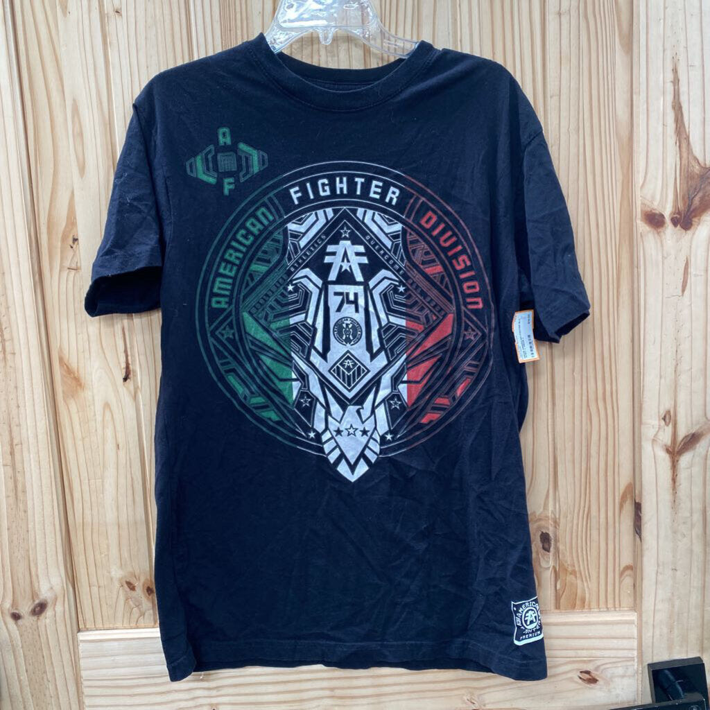 MENS AMERICAN FIGHTER BLK SHIRT L