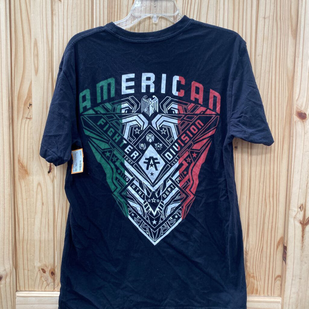 MENS AMERICAN FIGHTER BLK SHIRT L