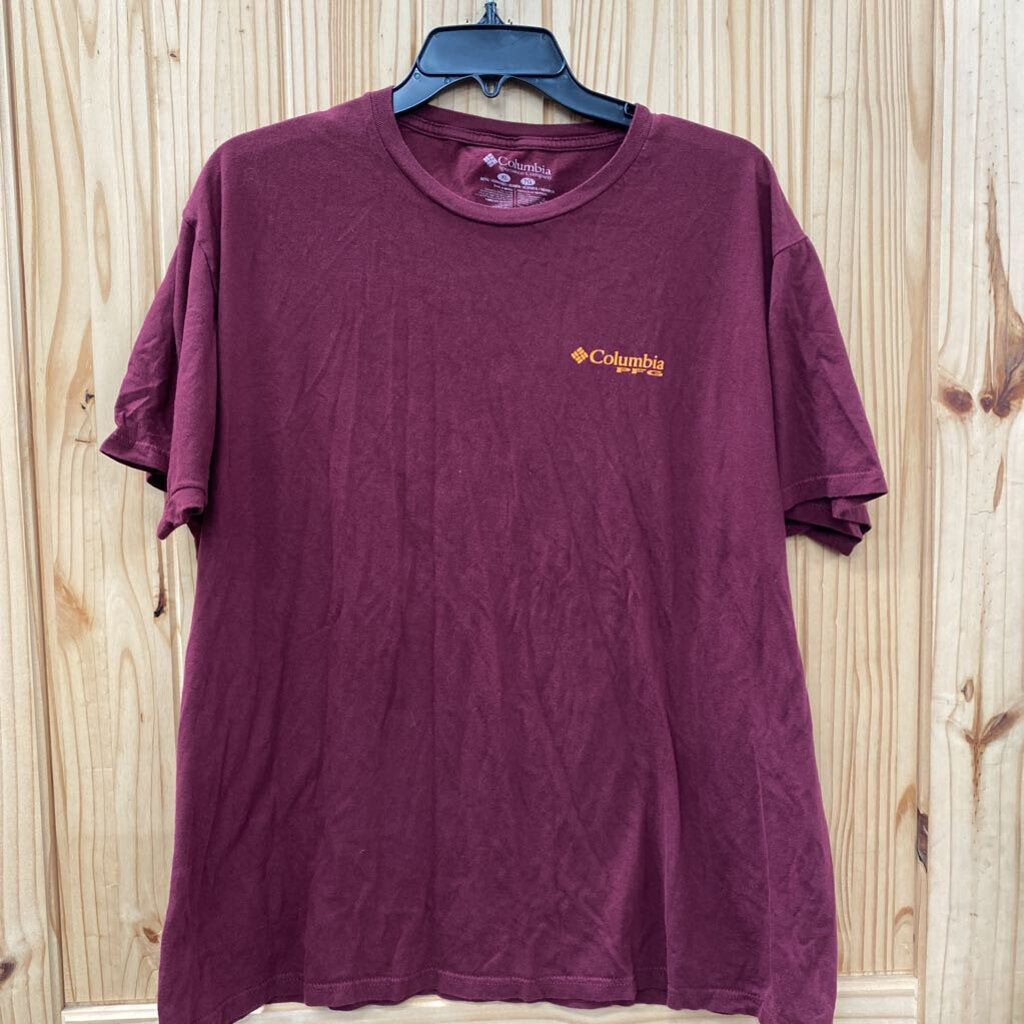 MENS COLUMBIA PFG SHIRT MAROON/GOLDEN YELLOW XL