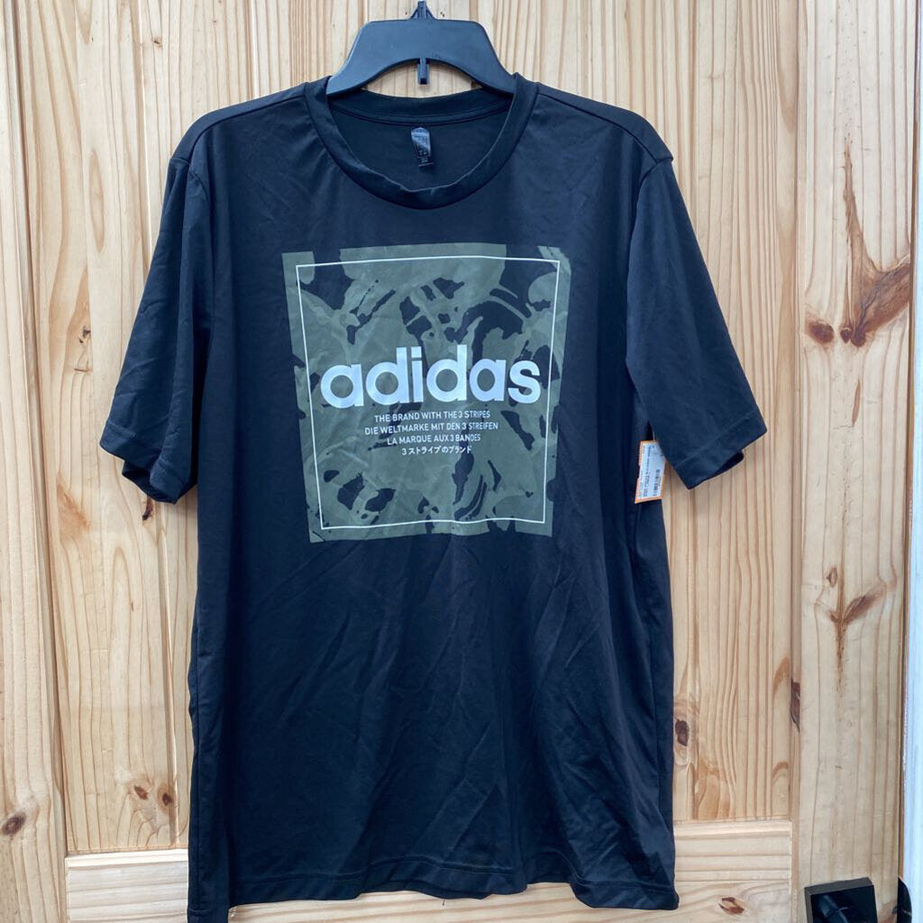 MENS ADIDAS BLK/ARMY GREEN SHIRT L