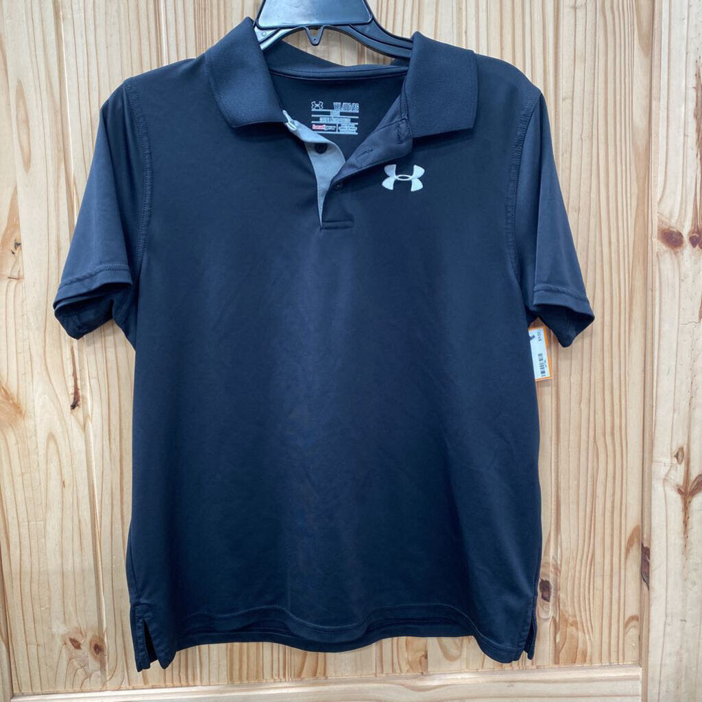 BOYS UNDER ARMOUR BLK POLO SHIRT YXL 14