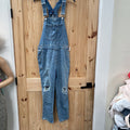 WOMENS GAP DENIM DIST. OVERALLS S