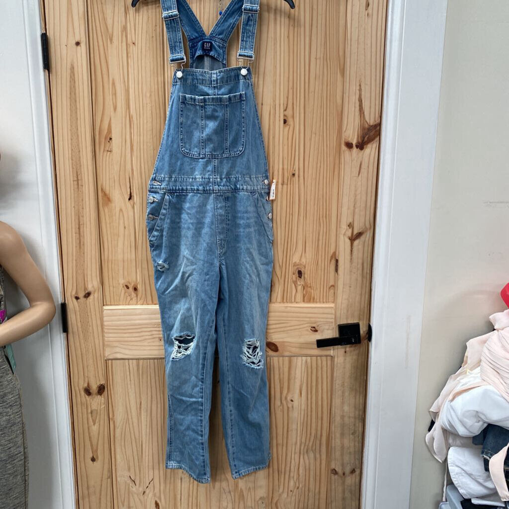WOMENS GAP DENIM DIST. OVERALLS S