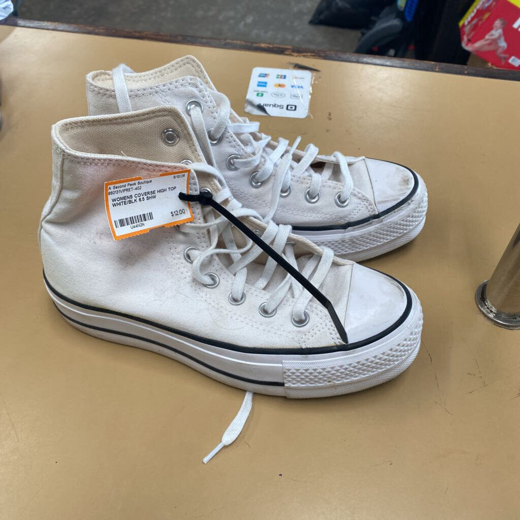 WOMENS COVERSE HIGH TOP WHITE/BLK 6.5