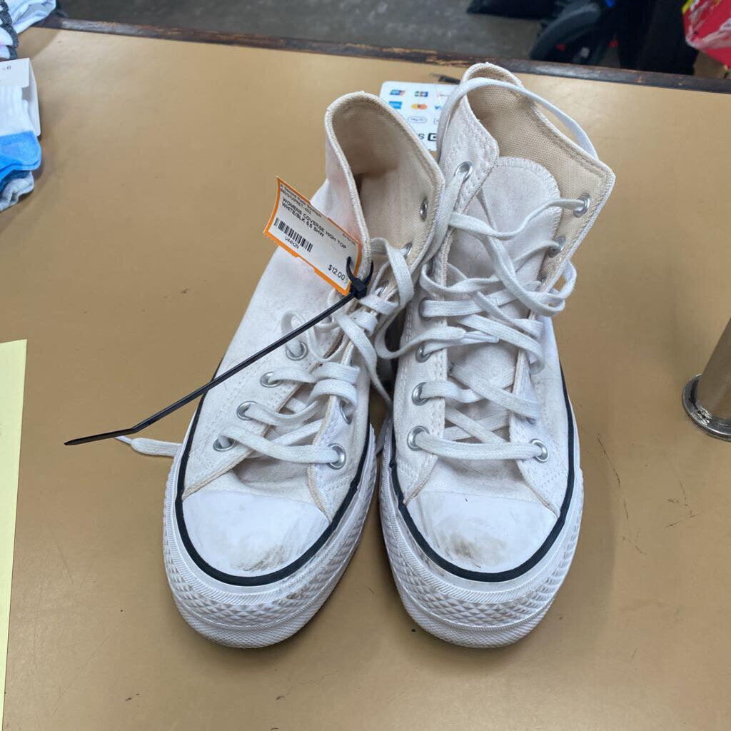 WOMENS COVERSE HIGH TOP WHITE/BLK 6.5