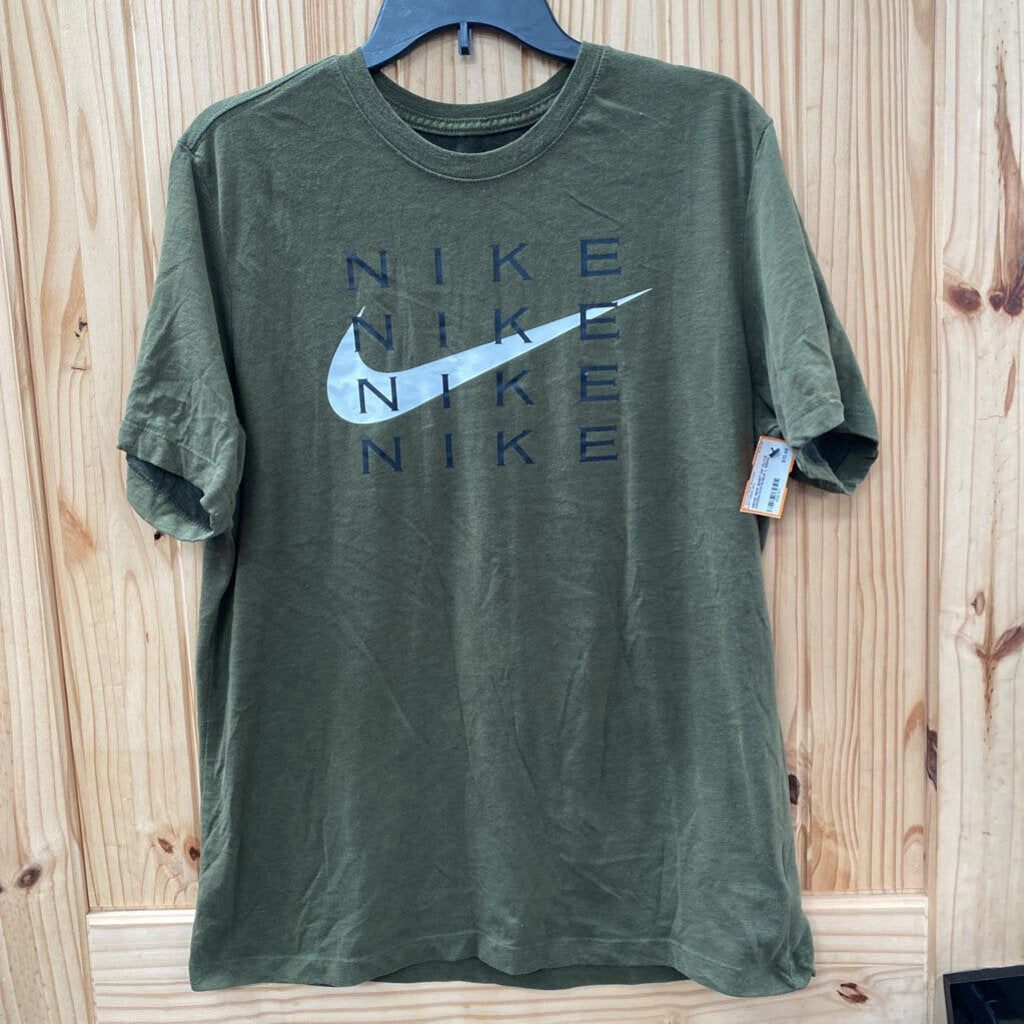 MENS NIKE SHIRT DK OLIVE GREEN/WHITE/BLK L