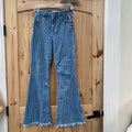 WOMENS CELLO DENIM/WHITE STRIPE FLARE JEANS 4