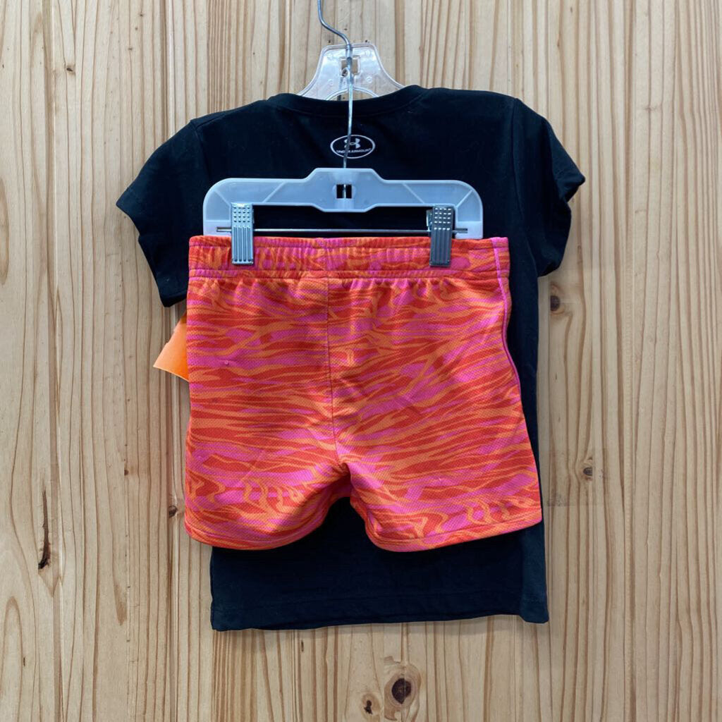 GIRLS UNDER ARMOUR 2PC SET BLK/PINK/ORANGE 6