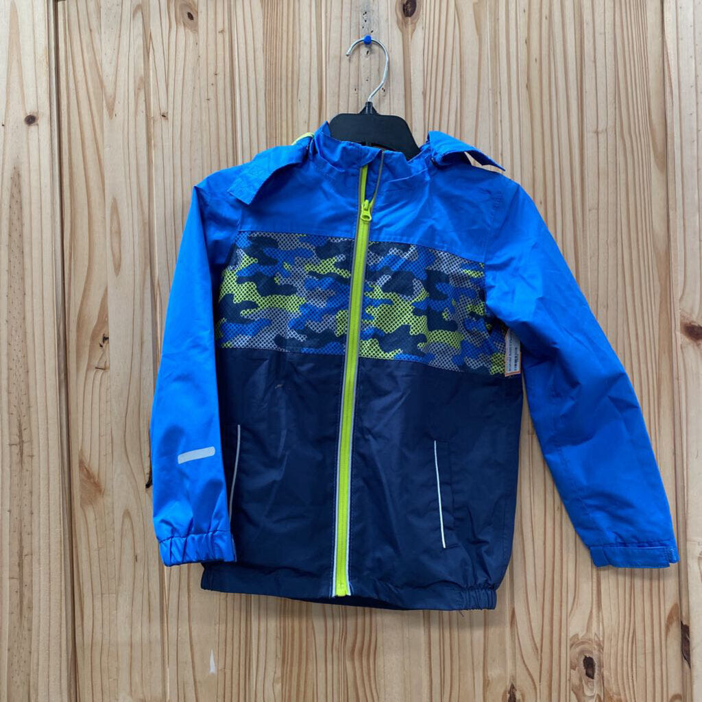 BOYS LILY & DAN RAIN JACKET BLUE/LIME GREEN S 8