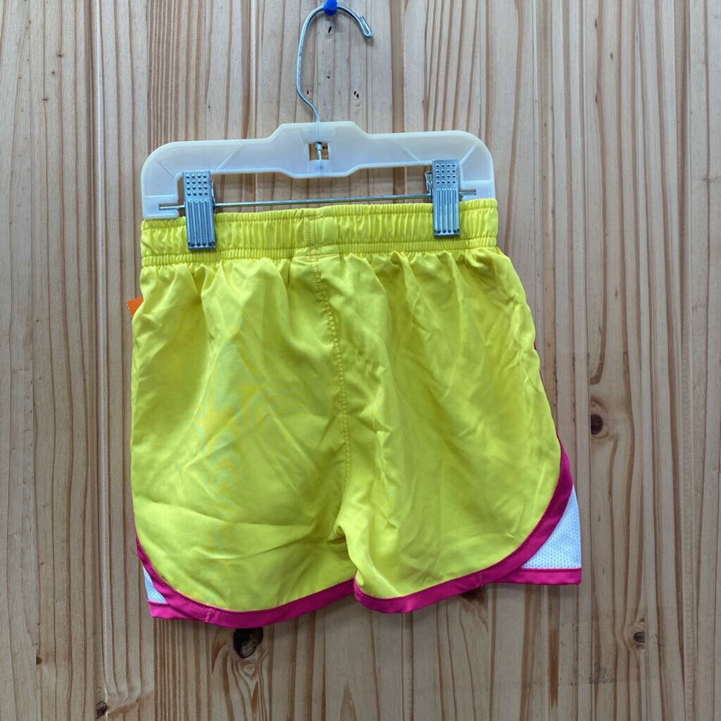 GIRLS UNDER ARMOUR SHORTS YELLOW/WHITE/DK PINK 4T