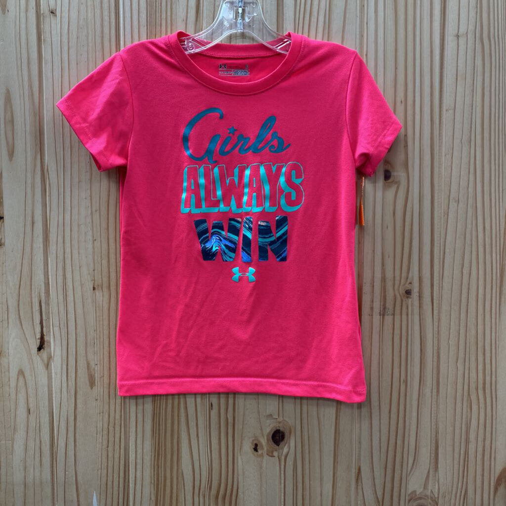 GIRLS UNDER ARMOUR SHIRT BRIGHT PINK/AQUA/BLK 6