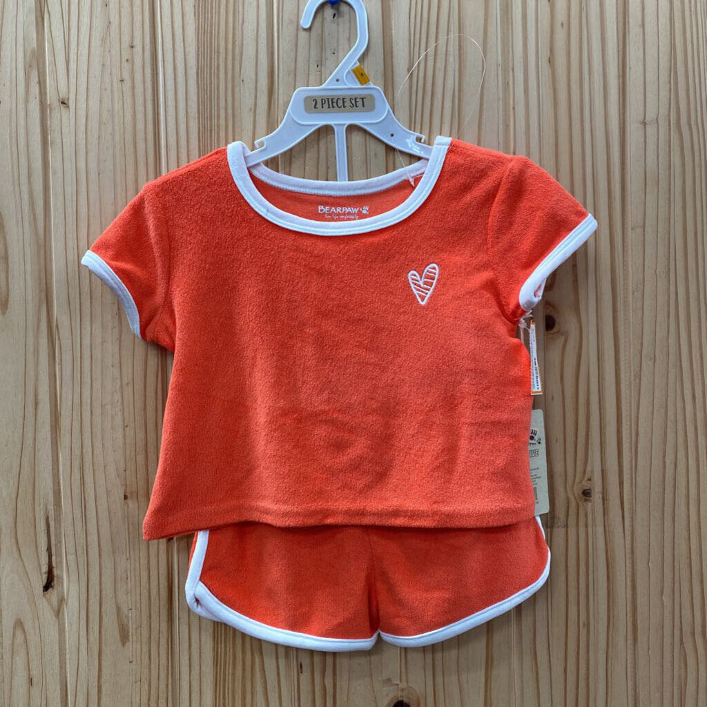 GIRLS BEAR PAW 2PC SET ORANGE 4 NWT