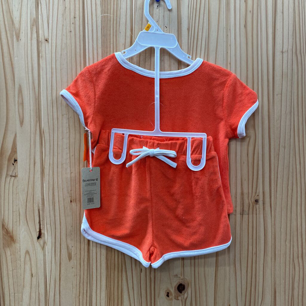 GIRLS BEAR PAW 2PC SET ORANGE 4 NWT
