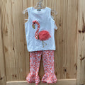 GIRLS MUDPIE 2PC SET W/FLAMINGO 4T