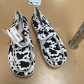 WOMENS BLK/WHITE COW PRINT SHOES SIZE UNKNOWN