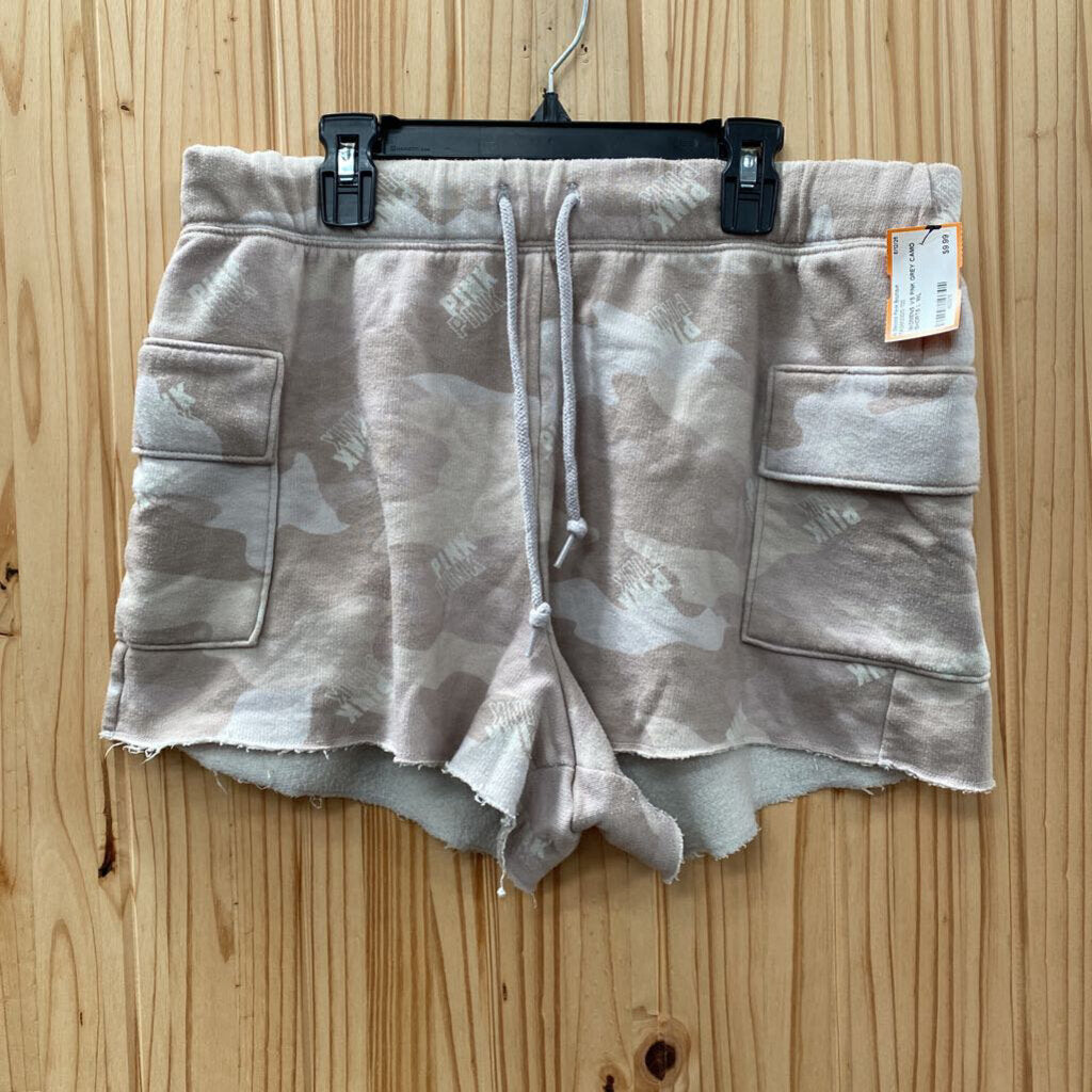 WOMENS VS PINK GREY CAMO SHORTS L