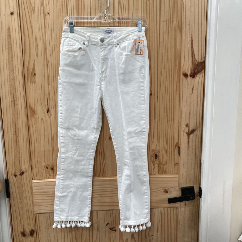 WOMENS MUDPIE WHITE CASUAL JEANS W/FRINGE M
