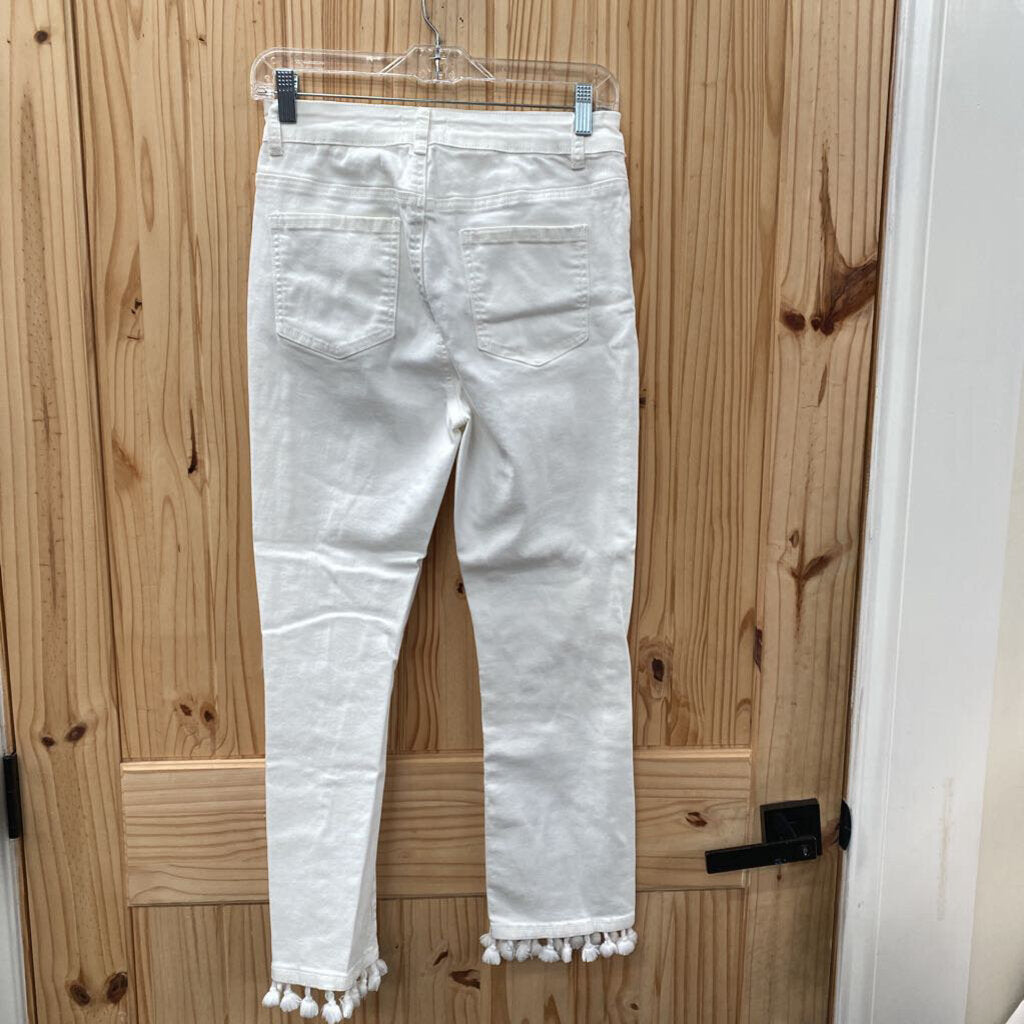 WOMENS MUDPIE WHITE CASUAL JEANS W/FRINGE M