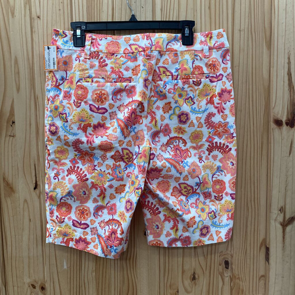 WOMENS TALBOTS WHITE FLORAL BERMUDA SHORTS 8