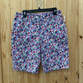 WOMENS TALBOTS WHITE/PURPLE FLORAL BERMUDA SHORTS 8