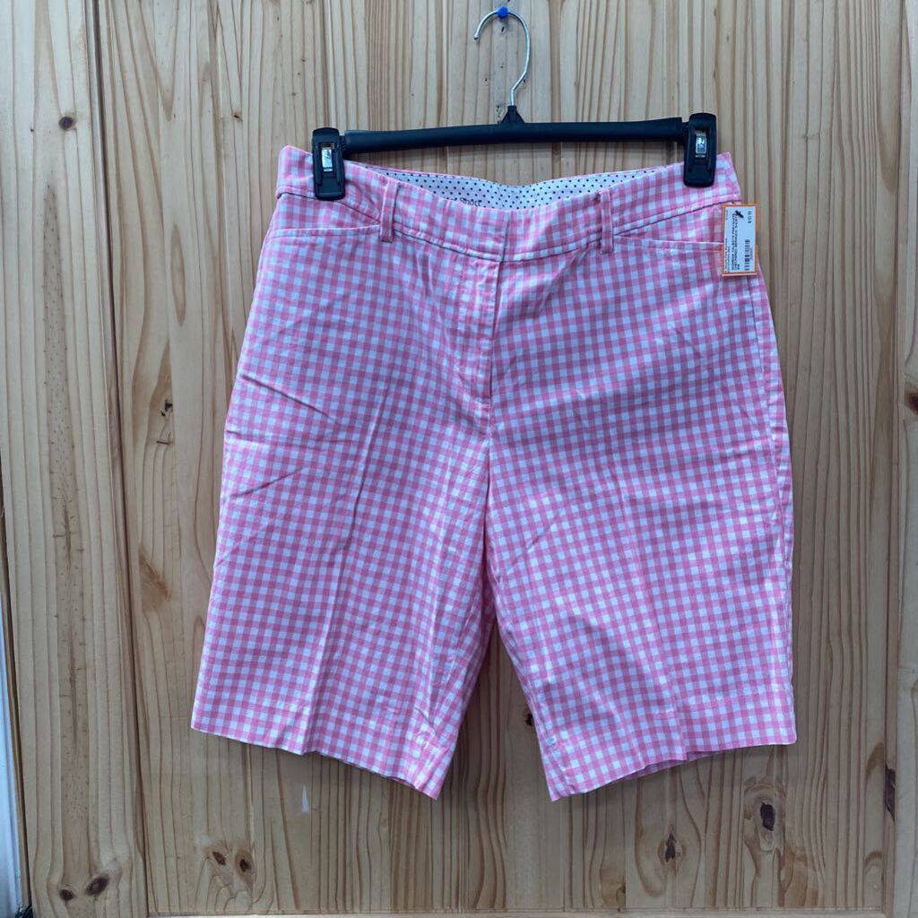 WOMENS TALBOTS PINK/WHITE CHECKERED BERMUDA SHORTS 8