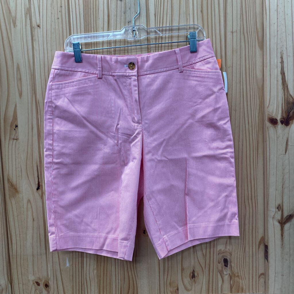 WOMENS TALBOTS PINK/WHITE STRIPE BERMUDA SHORTS 8 NWT