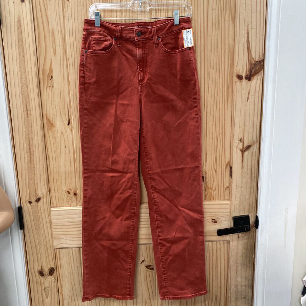 WOMENS CHICOS HIGH RISE STRAIGHT LEG RED RUST JEANS 8 TALL