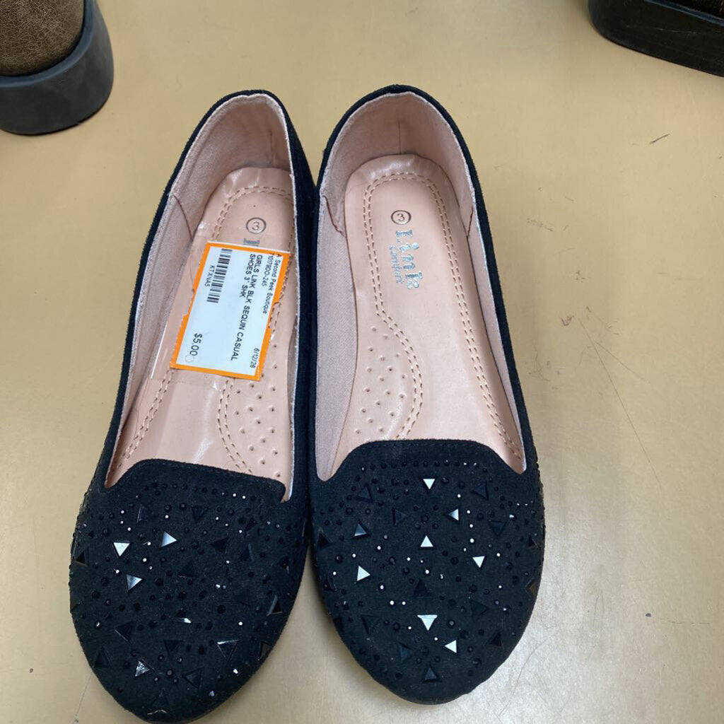 GIRLS LINK BLK SEQUIN CASUAL SHOES 3`