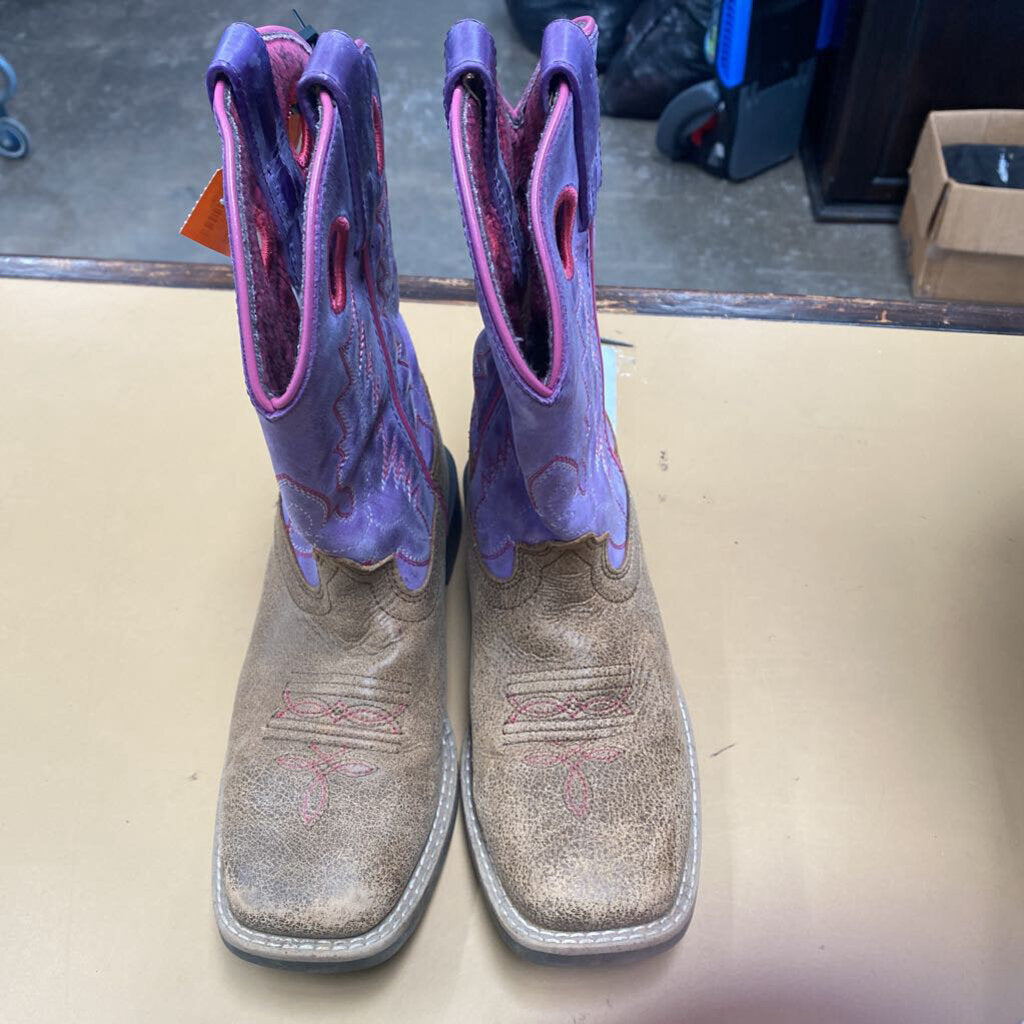 OLD WEST COWGIRL BOOTS 2 PURPLE/BROWN