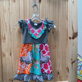 GIRLS DRESS GREY/PINK/WHITE XL 5/6