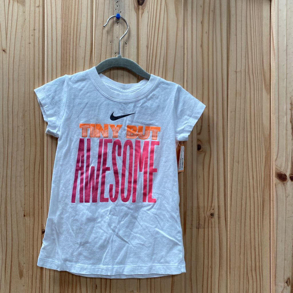 GIRLS NIKE SHIRT WHITE.ORANGE/DK PINK TINY BUT AWESOME 5