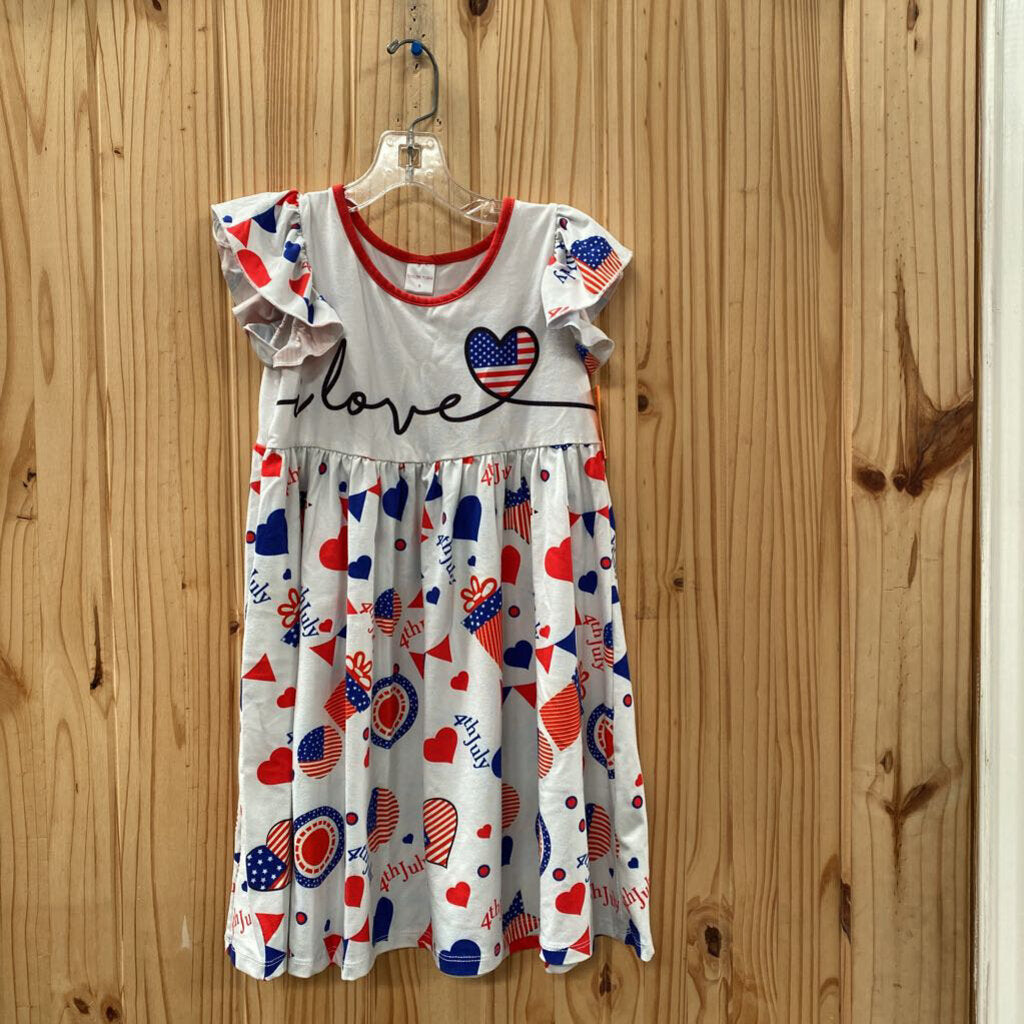 GIRLS 4TH OF JULY DRESS RED/WHITE/BLUE LOVE 5