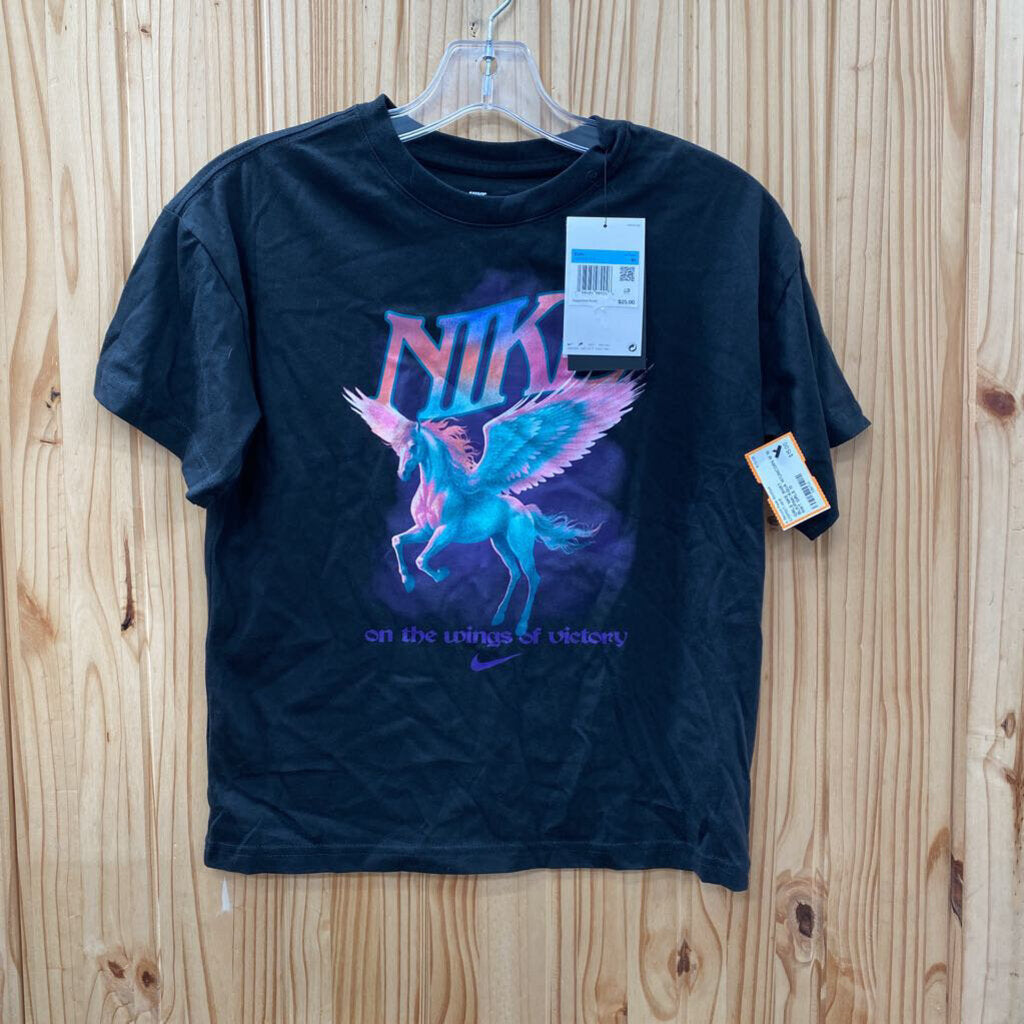 GIRLS NIKE SHIRT BLK/PINK/AQUA W/UNICORN M 10 NWT