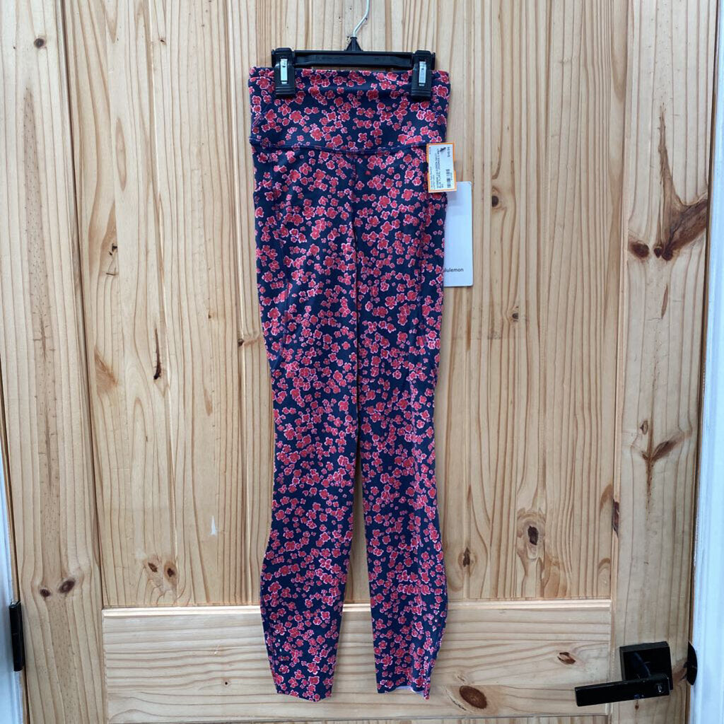 WOMENS LULULEMON NAVY BLUE FLORAL LEGGINGS 0 NWT