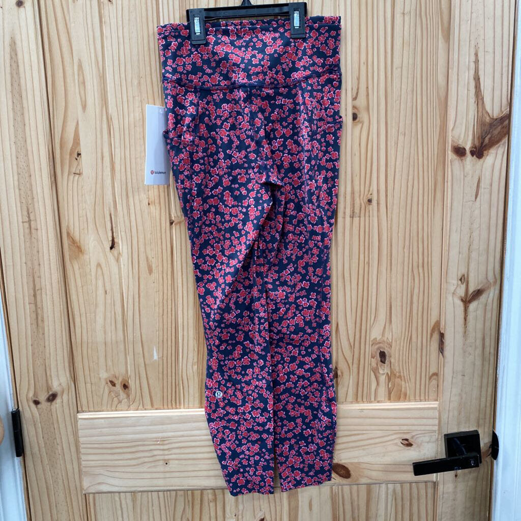 WOMENS LULULEMON NAVY BLUE FLORAL LEGGINGS 6 NWT