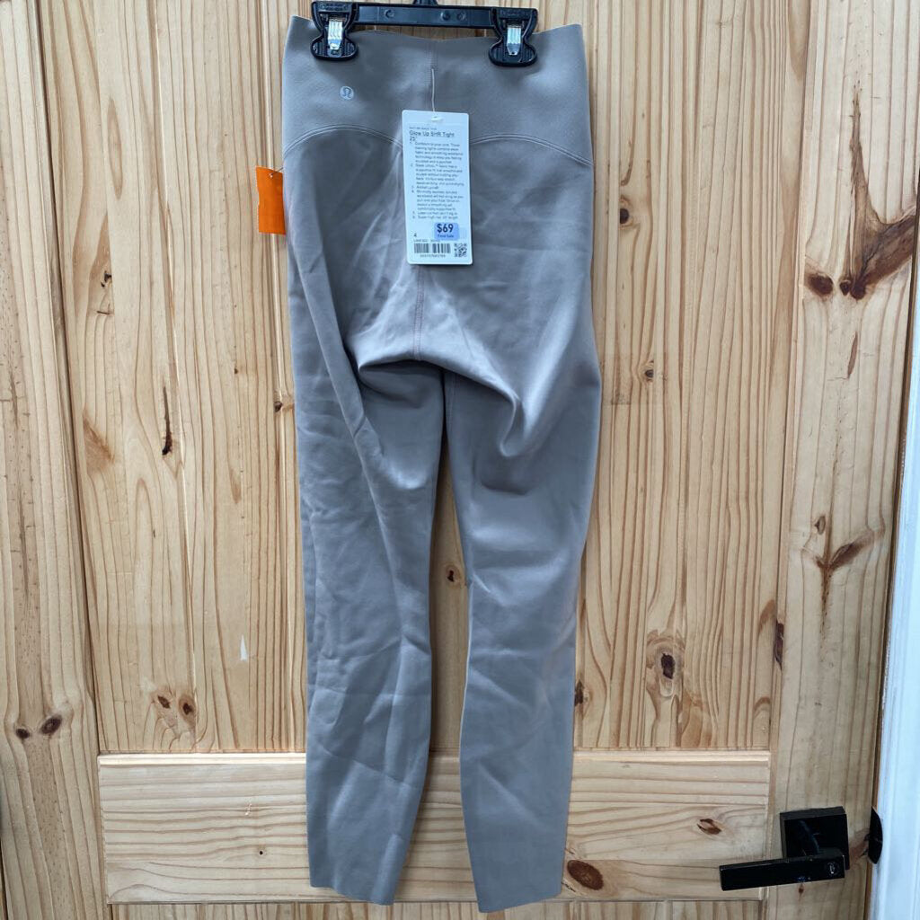 WOMENS LULULEMON TAUPE GLOWUP SHR TIGHT LEGGINGS 4 NWT
