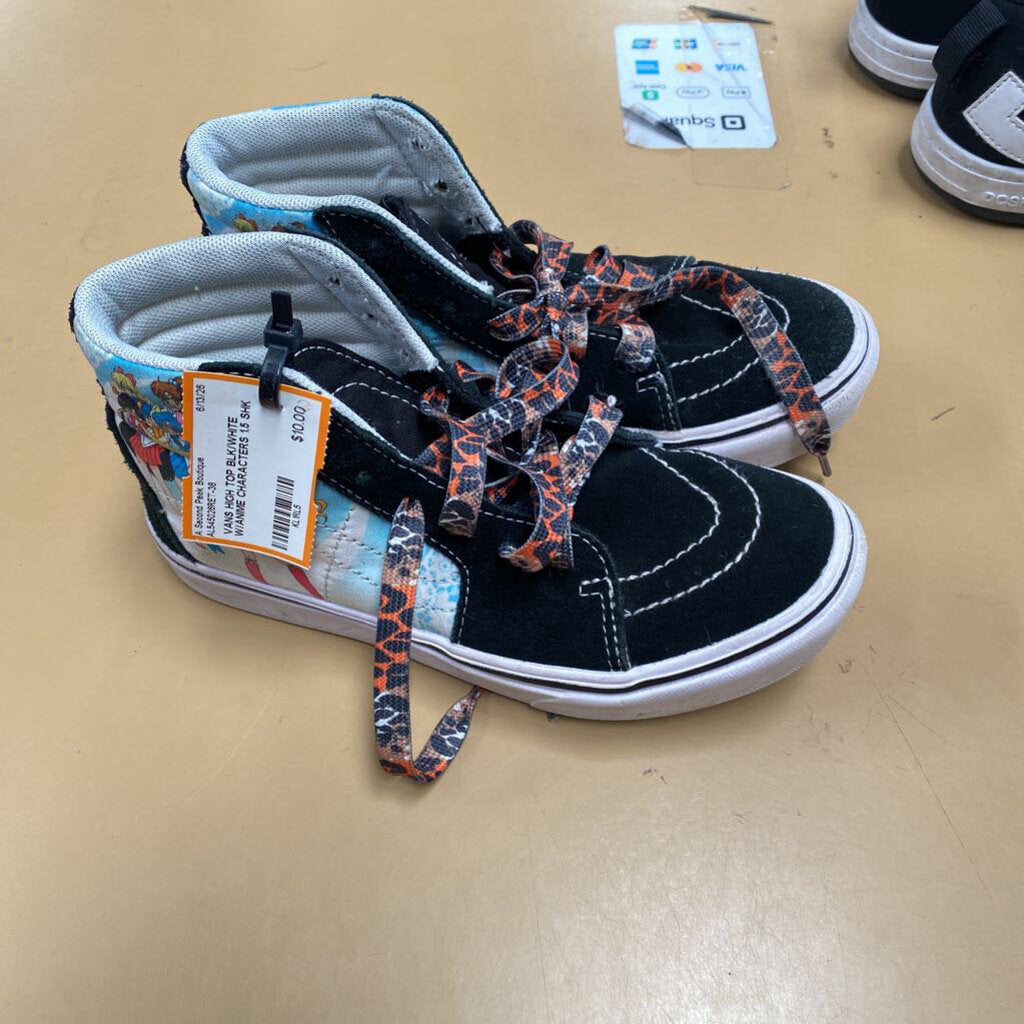 VANS HIGH TOP BLK/WHITE W/ANIME CHARACTERS 1.5