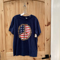 NAVY BLUE T-SHIRT W/RED/WHITE/BLUE/LEOPARD L