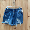 WOMENS KANCAN DENIM DIST. JEAN SHORTS 9