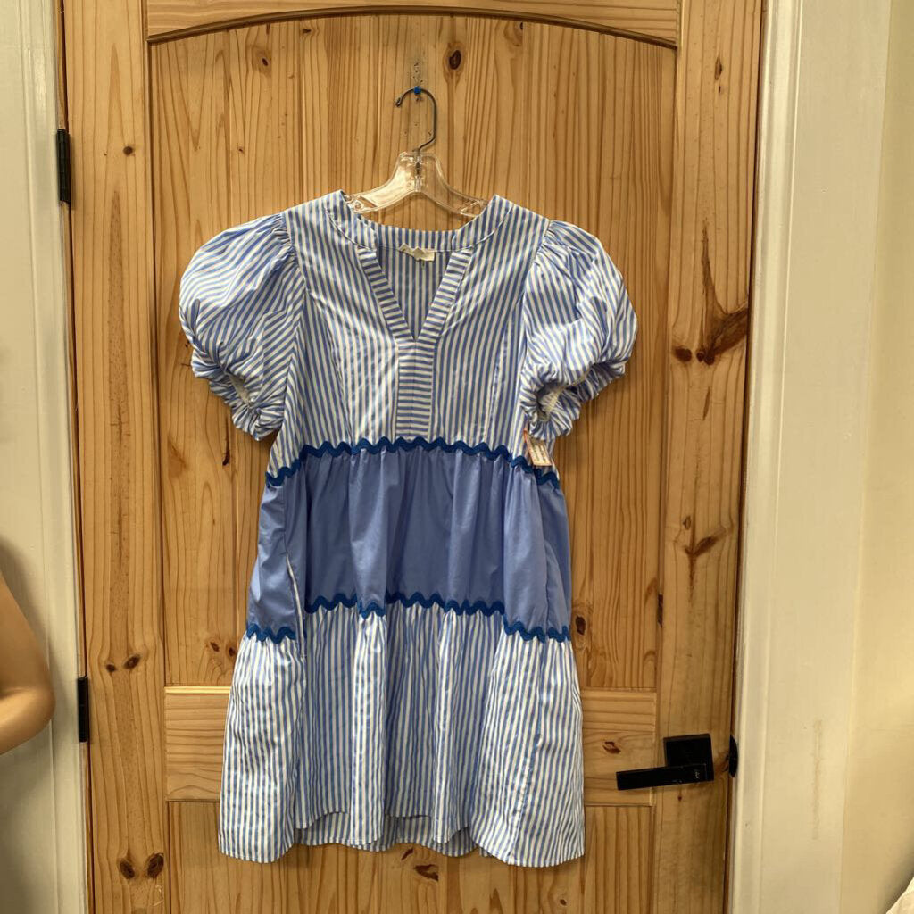 WOMENS ENTRO DRESS LINEN/WHTE STRIPE L