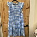 WOMENS ENTRO LINEN/WHITE CHECKERED DRESS L