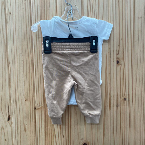 BOYS NIKE 2PC SET TAUPE/WHITE 3M