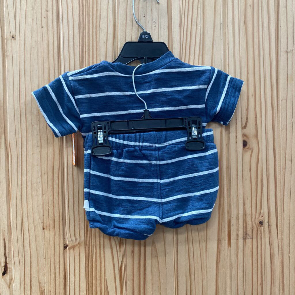 BOYS LITTLE PLANET 2PC SET BLUE/WHITE 3M