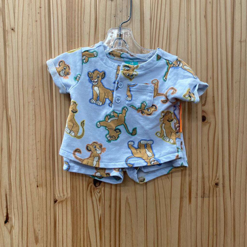 BOYS DISNEY 2PC SET LT BLUE LION KING 0/3M