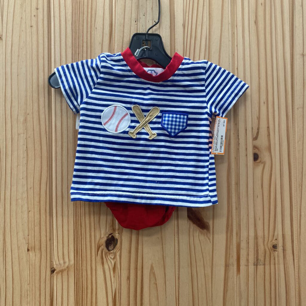 BOYS 2PC SET RED/WHITE/BLUE W/BASEBALL/BAT/MAT 3M
